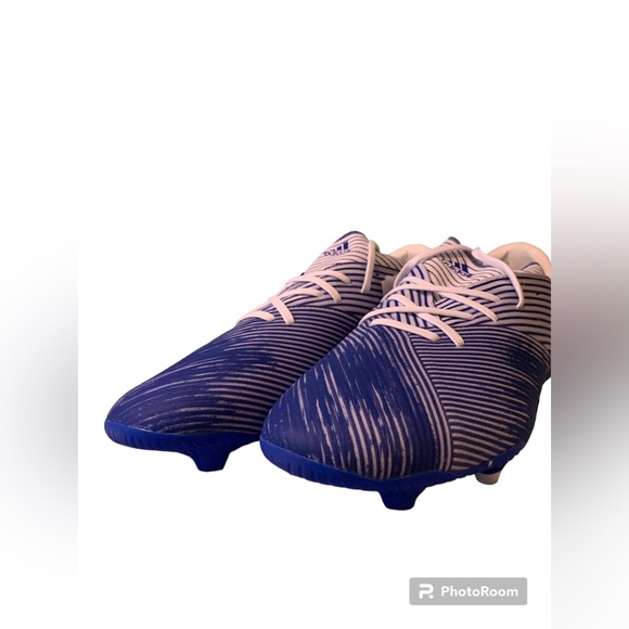 NWT Adidas Nemiziz 19.2 FG Soccer Cleats Color: White/ Royal Blue Men’s Size 12 - Picture 8 of 11